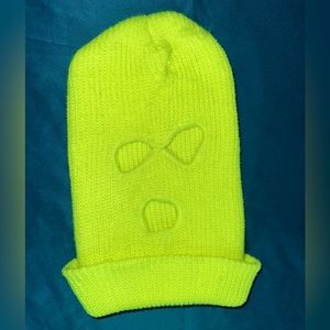 Neon Yellow Knit Ski Mask